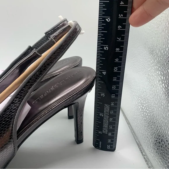 NWB Karl Lagerfeld Rosalyn Slingback Pump dark slate snake print 9.5 M EU 40.5 - Picture 4 of 10